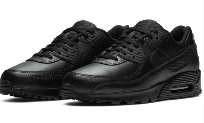 Men's Air Max 90 LTR Leather Triple Black  (131)